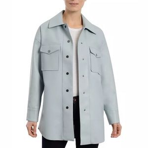 Faux-Leather Shirt Jacket